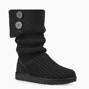 UGG black Classic Cardy knit slouchy convertible boots 6